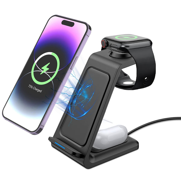 3-in-1 Wireless Charging Station with Apple Watch Charger