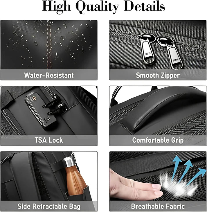 Expandable Large Capacity Backpack, Multifunctional Travel Business Laptop Backpack for Men Women