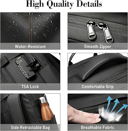 Expandable Large Capacity Backpack, Multifunctional Travel Business Laptop Backpack for Men Women