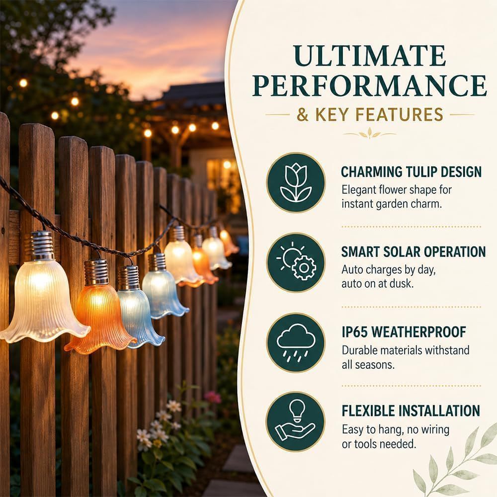 Solar Tulip Outdoor String Lights