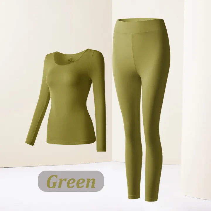 Women's Winter Thermal Underwear Seamless Solid Color Elastic Ultra-thin Long Sleeve – Hyaluronic Acid Infused for Skin Moisturizing