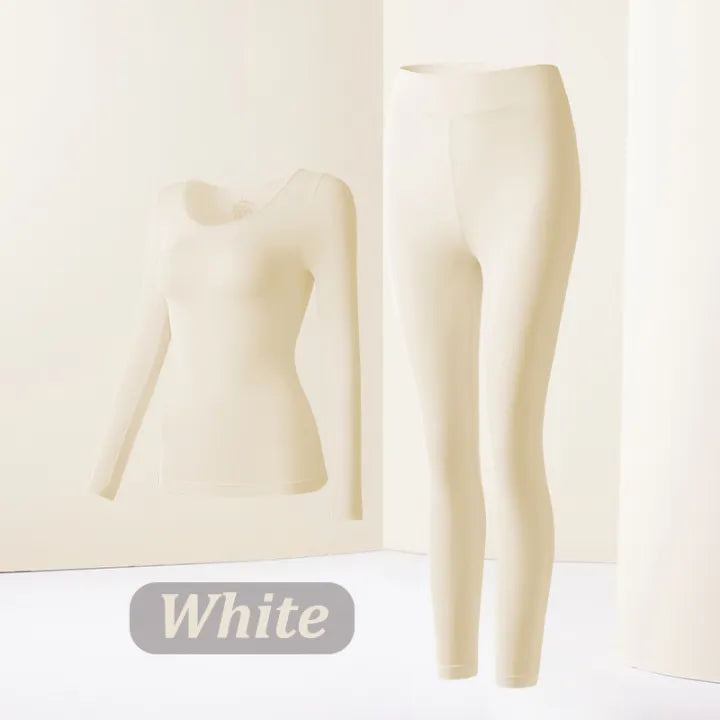 Women's Winter Thermal Underwear Seamless Solid Color Elastic Ultra-thin Long Sleeve – Hyaluronic Acid Infused for Skin Moisturizing
