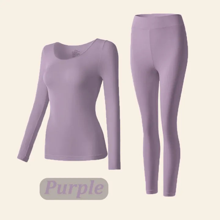 Women's Winter Thermal Underwear Seamless Solid Color Elastic Ultra-thin Long Sleeve – Hyaluronic Acid Infused for Skin Moisturizing