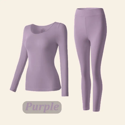 Women's Winter Thermal Underwear Seamless Solid Color Elastic Ultra-thin Long Sleeve – Hyaluronic Acid Infused for Skin Moisturizing