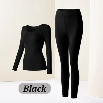 Women's Winter Thermal Underwear Seamless Solid Color Elastic Ultra-thin Long Sleeve – Hyaluronic Acid Infused for Skin Moisturizing