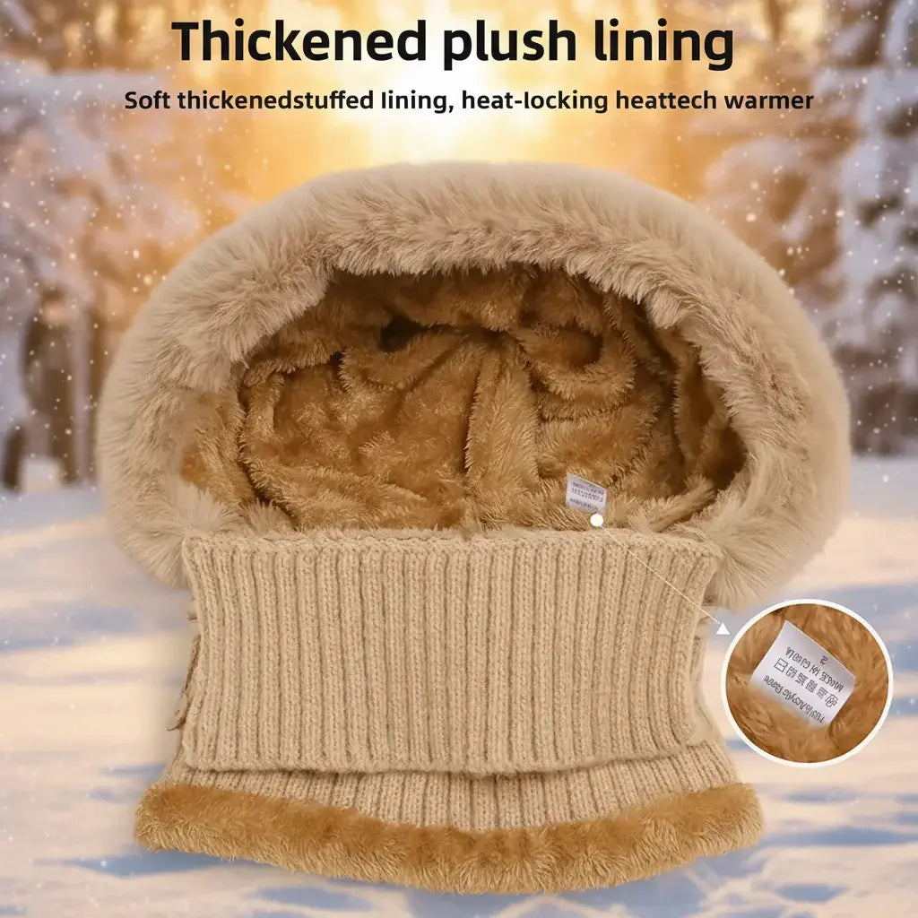 3 in 1 Winter Beanie Hat Scarf Mask Hat For Women