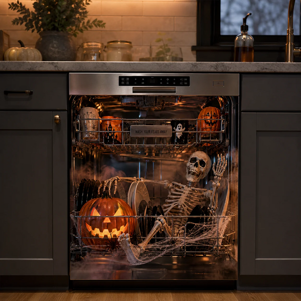 👻💀Reusable Halloween-Themed Magnetic Dishwasher Cover – Kitchen Decor for a Spooky Atmosphere