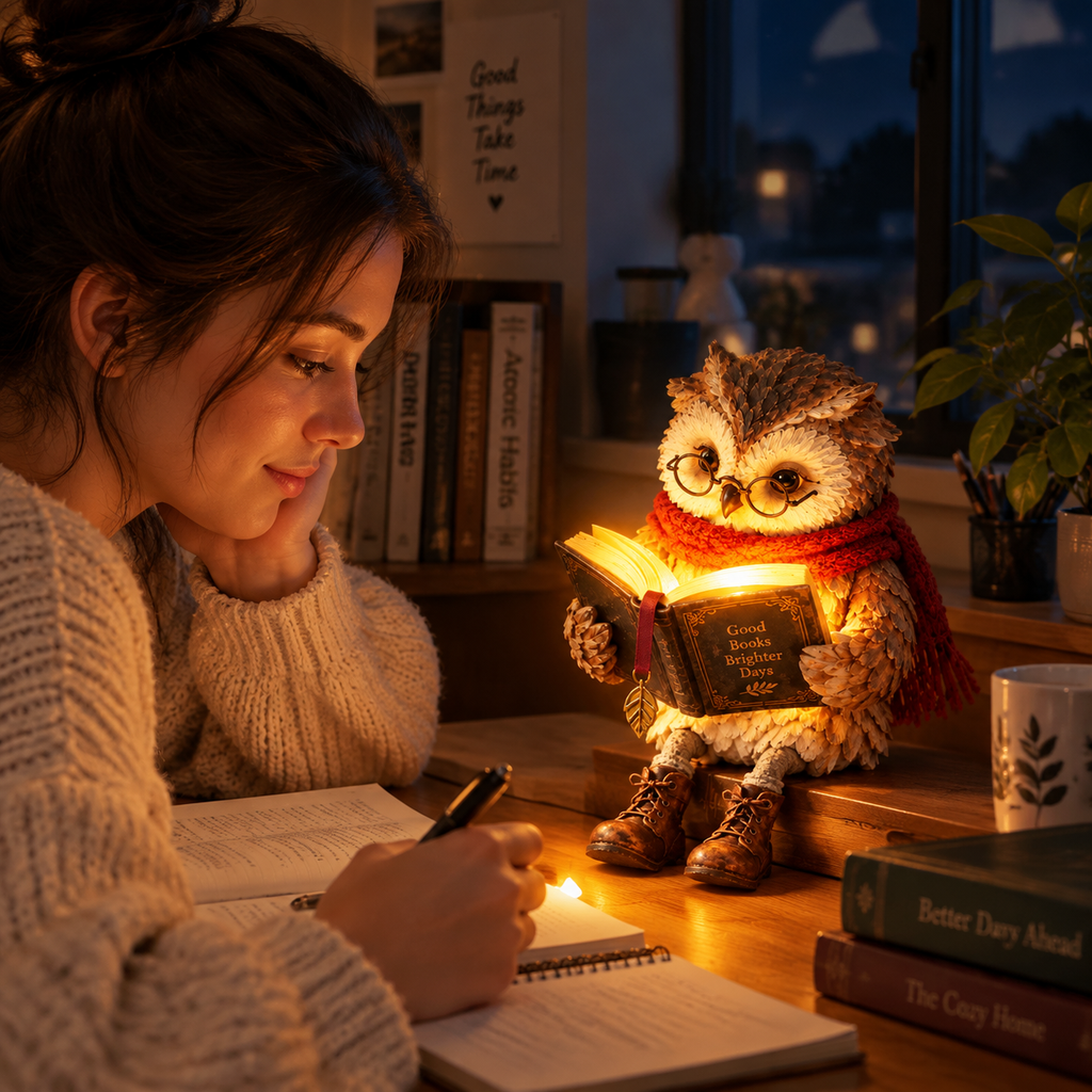 🦉 Cozy Owl Reading Lamp – Adorable Book-Loving Owl Night Light & Whimsical Desk Decor