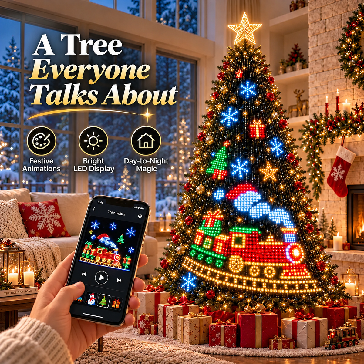 Smart animated Christmas tree lights