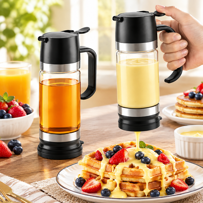 🍯 12 oz Glass Honey & Syrup Dispenser with One-Hand Control