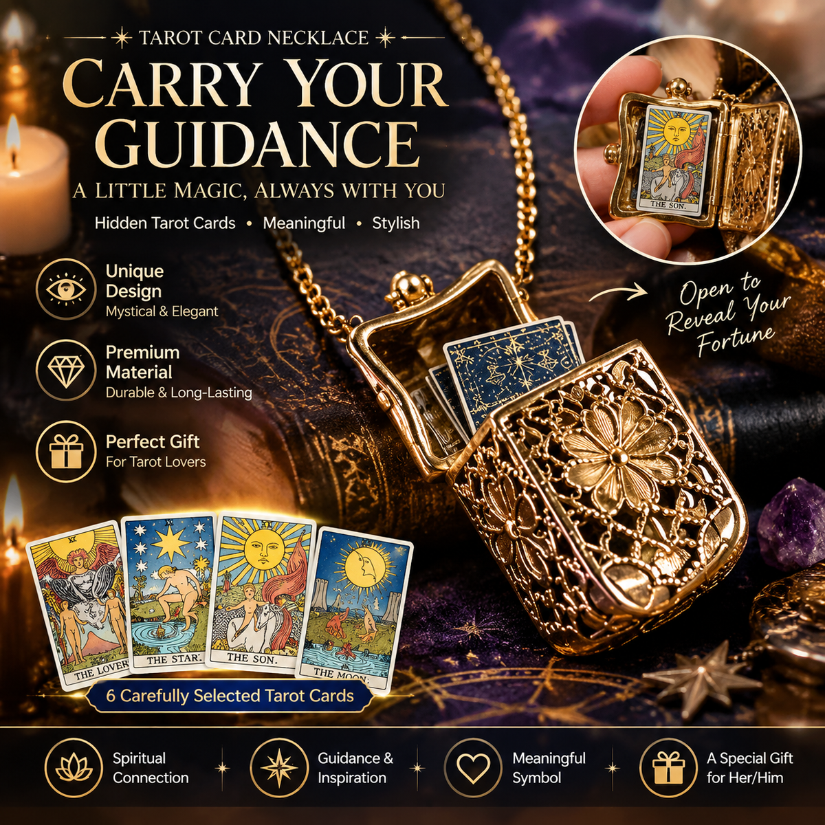 🎄💝Tarot Card Necklace with Mini Tarot Cards