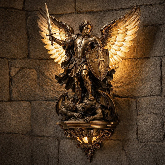 Sacred St. Michael Wall Light – Serene Faith-Inspired Home Decor