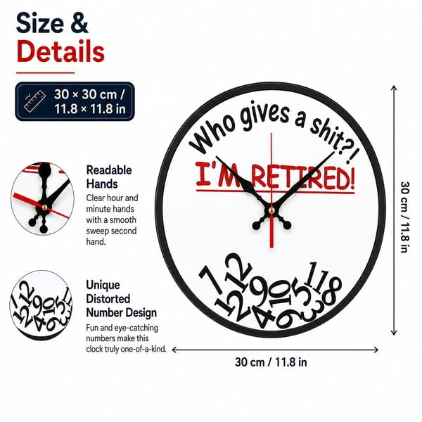 ⏰ Who Cares What Time It Is? You’re Retired! 🎉Funny Retirement Wall Clock