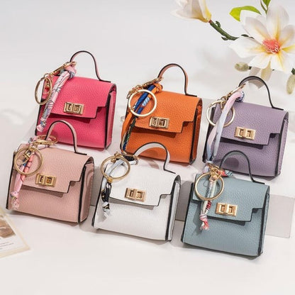 🔥Last Day Only $9.99👜Mini Square Bag Pendant Keychain- High Quality Leather with Colorful Strap, Cute Car Keychain & Bag Charm Accessory