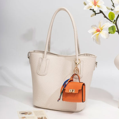 🔥Last Day Only $9.99👜Mini Square Bag Pendant Keychain- High Quality Leather with Colorful Strap, Cute Car Keychain & Bag Charm Accessory