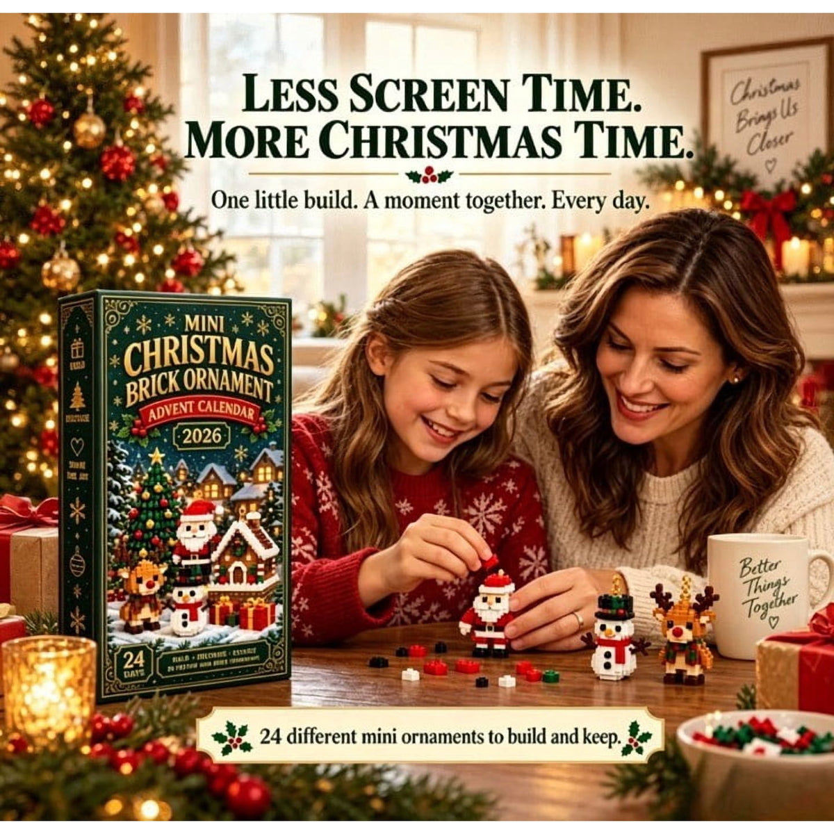 24-Day Mini Christmas Brick Ornament Advent Calendar