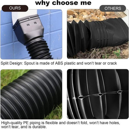 🏡 Flexible Rain Gutter Downspout Extension Kit – Adjustable 22"-63" Drain Pipe with Leaf Filter for Foundation Protection