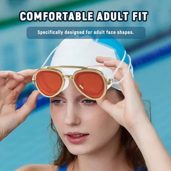 👓 Sunny Swim Goggles – UV Protection, Wide View, Chic Sunglass Look