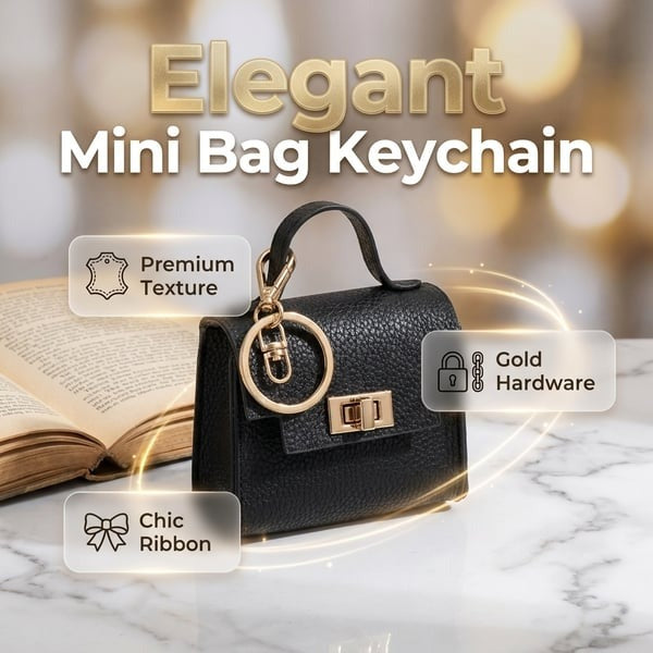 🔥Last Day Only $9.99👜Mini Square Bag Pendant Keychain- High Quality Leather with Colorful Strap, Cute Car Keychain & Bag Charm Accessory