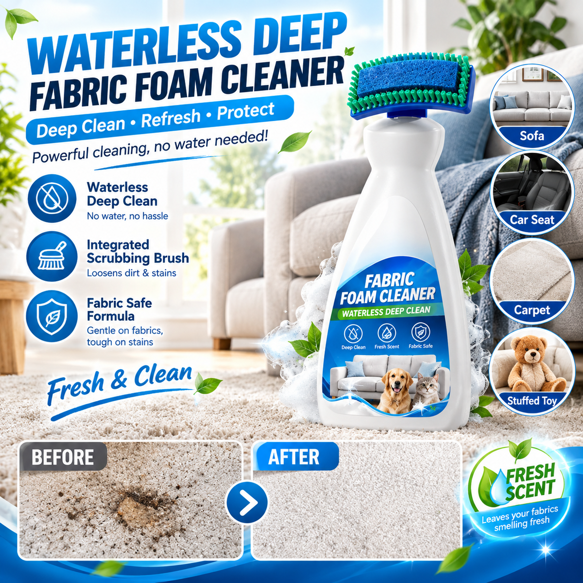 Waterless Fabric and Carpet Cleaner