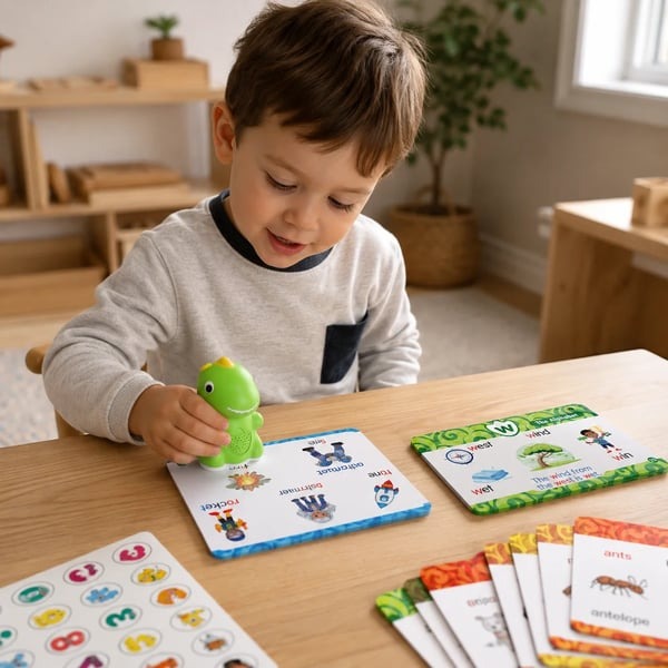 🦖 Dino Talking Cards — Montessori Phonics & Sight Words Set