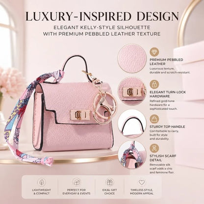 🔥Last Day Only $9.99👜Mini Square Bag Pendant Keychain- High Quality Leather with Colorful Strap, Cute Car Keychain & Bag Charm Accessory