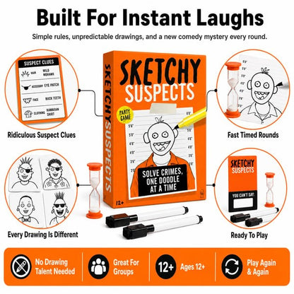 🚨 Sketchy Suspects Police Sketch Party Game✏️