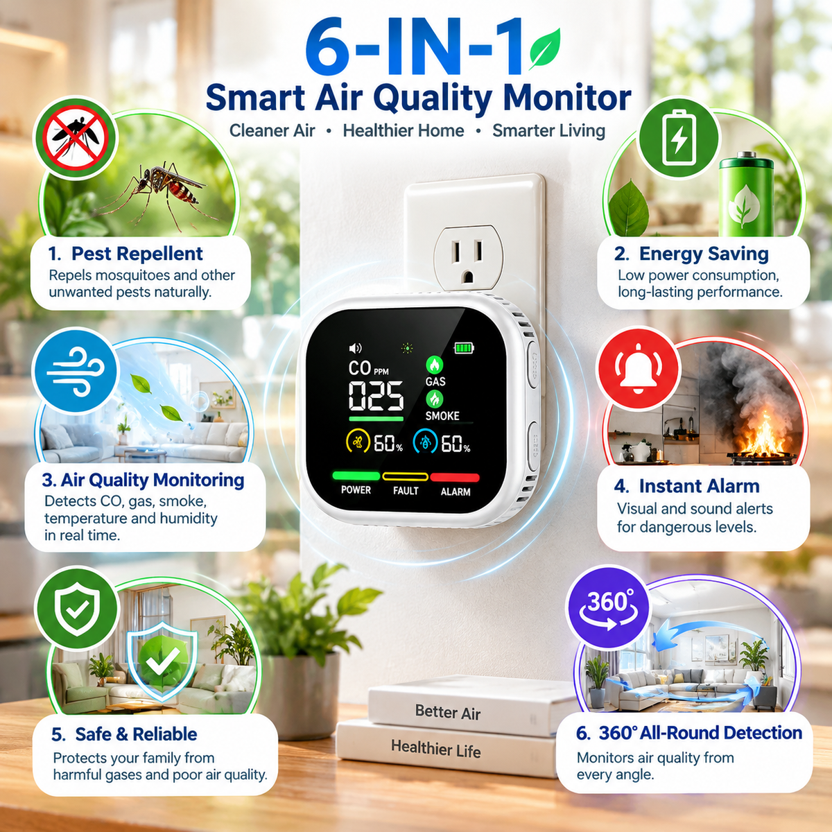 6-in-1 Digital Air Quality Detector