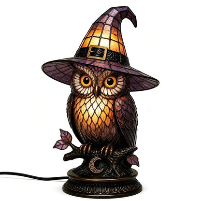 🐈‍⬛Gothic Stained Glass Witch Black Cat Table Lamp