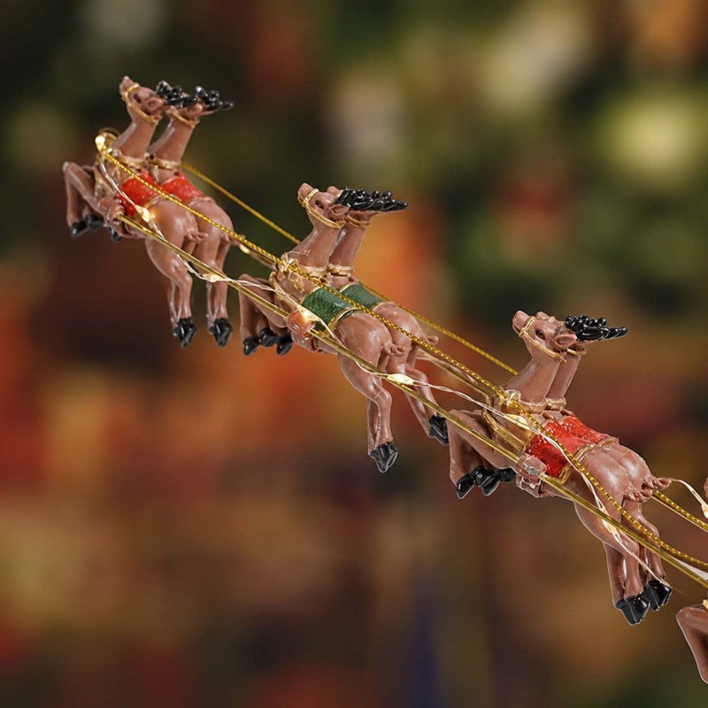 🎅Lighted Santa Claus Sleigh with Reindeer Figurine