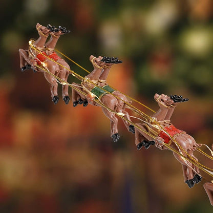 🎅Lighted Santa Claus Sleigh with Reindeer Figurine