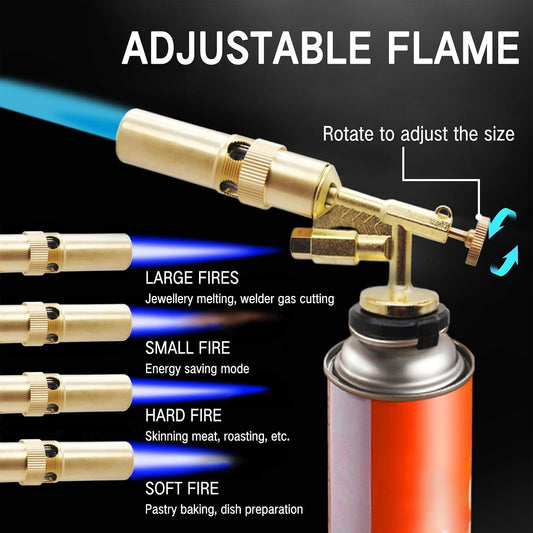 🔥Copper Alloy Butane Torch Head✅️Adjustable Flame Kitchen Torch😋Handheld Blow Lighter for BBQ