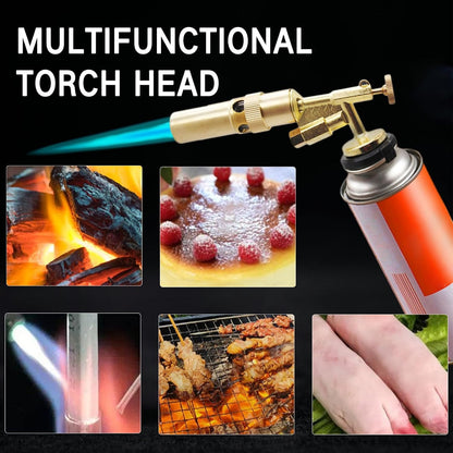 🔥Copper Alloy Butane Torch Head✅️Adjustable Flame Kitchen Torch😋Handheld Blow Lighter for BBQ