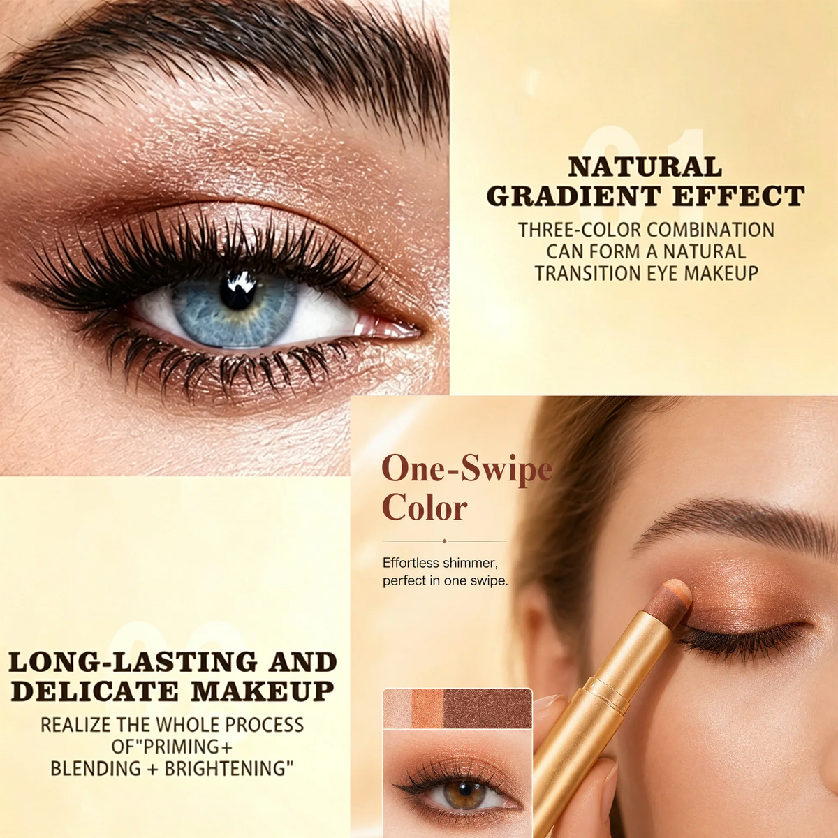dht™⭐3-in-1 Eyeshadow Stick – Waterproof Long-Wear Shimmer Eye Makeup