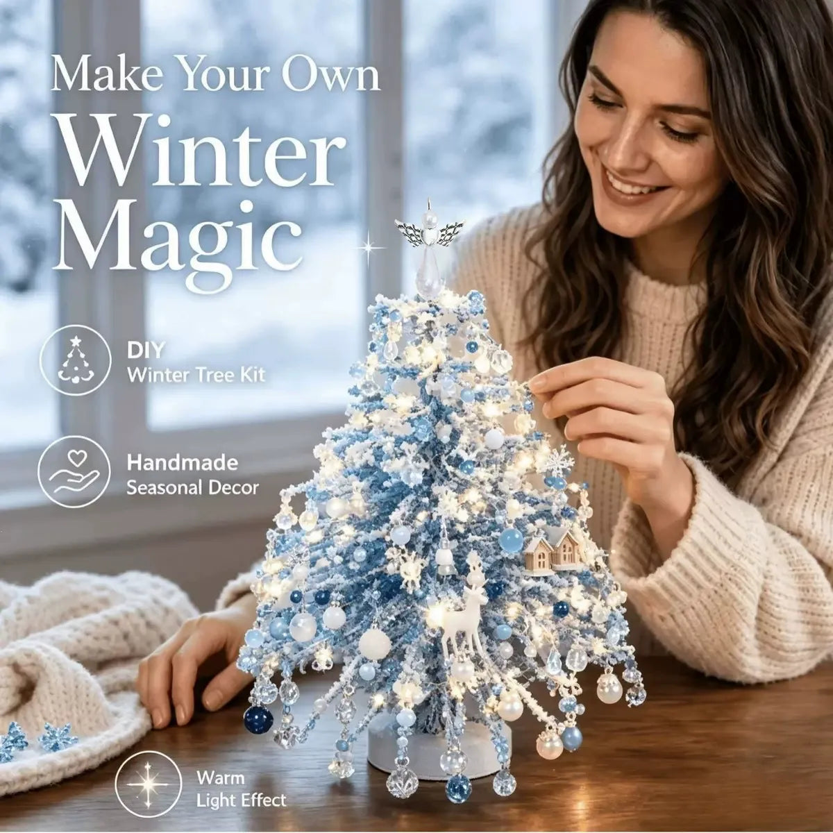 DIY Halloween Christmas Beaded Tree Kit, Handmade Festive Crystal Bead Ornament Set for Home Xmas Tree Decoration