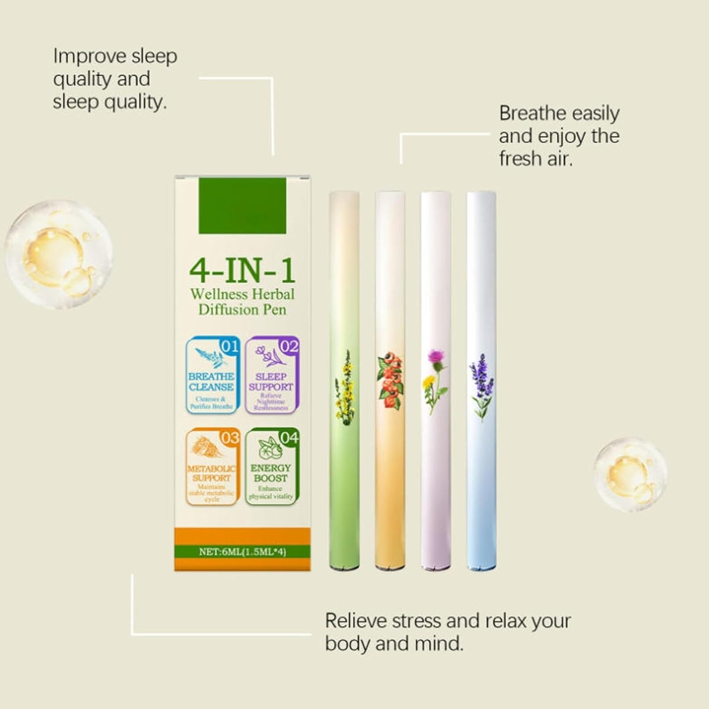 4-In-1 Diffusion Pen Set – Plant-Based Aromatherapy, Relaxation & Mood-Enhancing