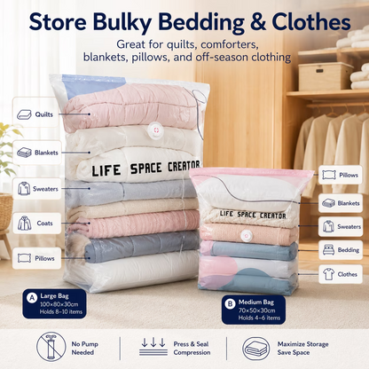 No Pump Vacuum Storage Bags