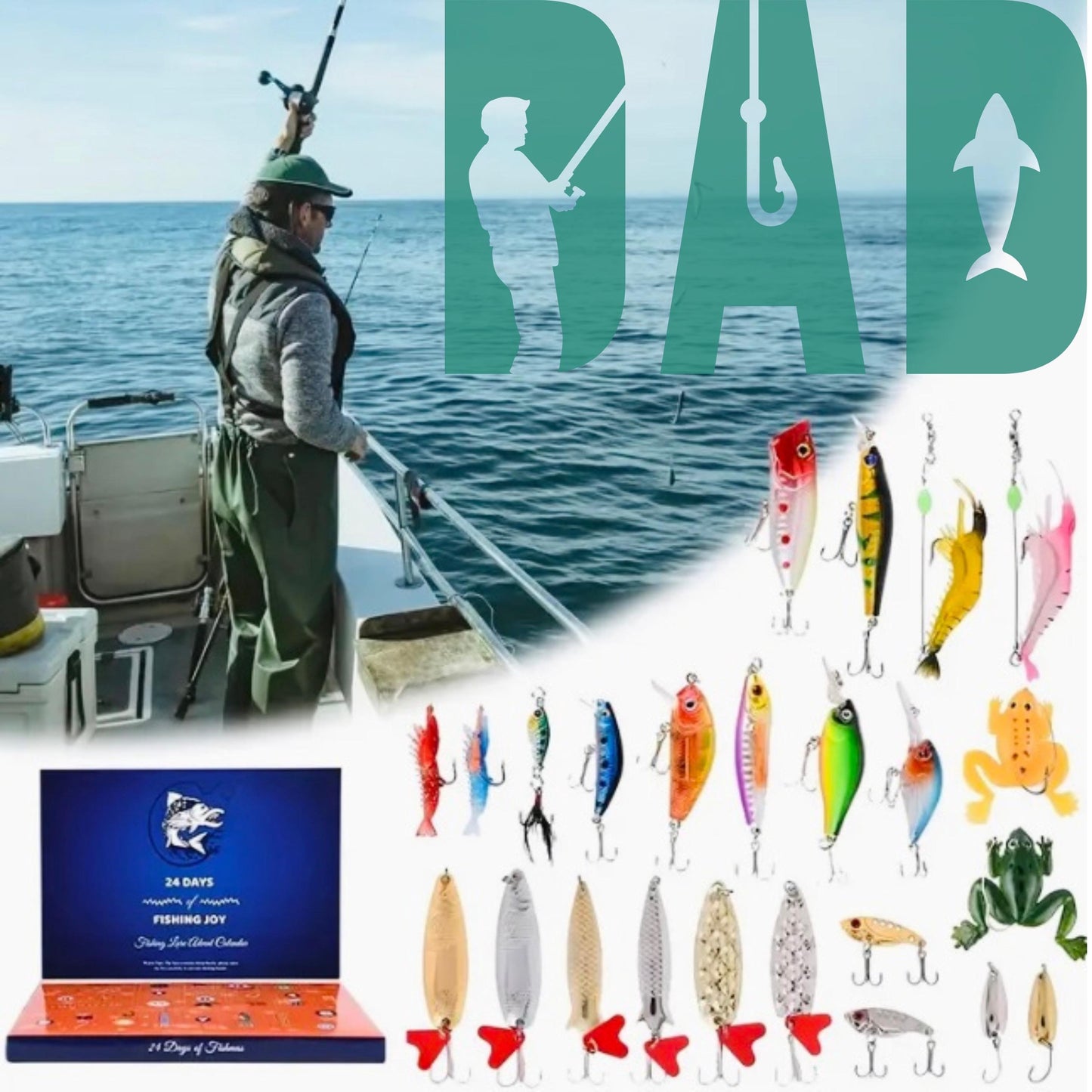🐟️Fishing Advent Calendar 2026🎄24 Days of Christmas Angler Countdown⭐Christmas Lure Fishing Gift for Man
