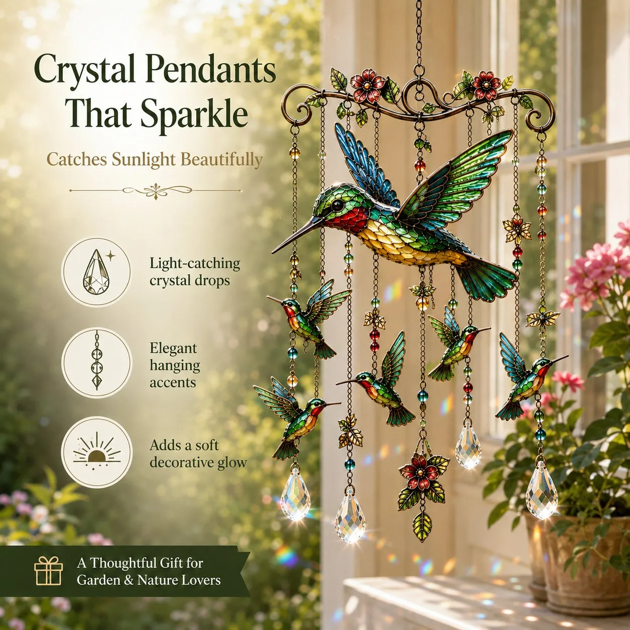 Colorful Hummingbird Wind Chime