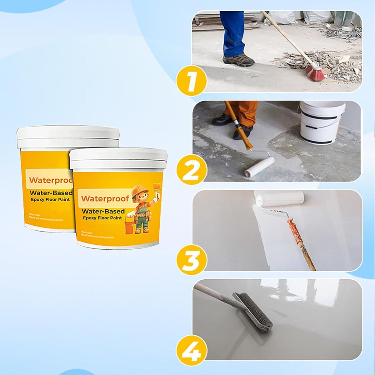 dht™⭐Waterproof Water-Based Epoxy Floor Paint（Free Brushes Provided）