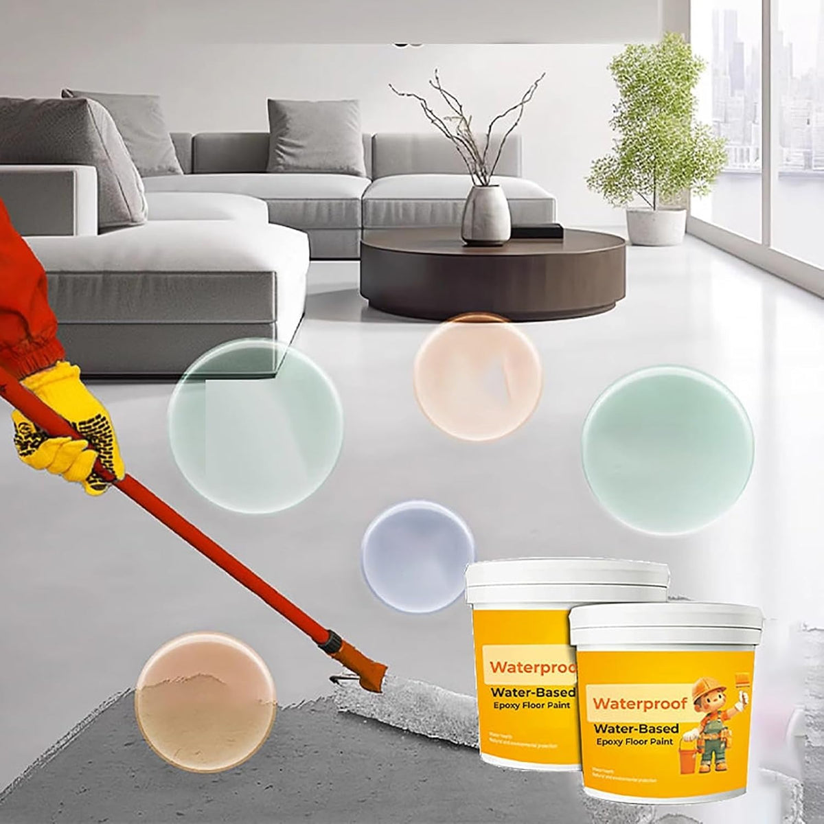 dht™⭐Waterproof Water-Based Epoxy Floor Paint（Free Brushes Provided）