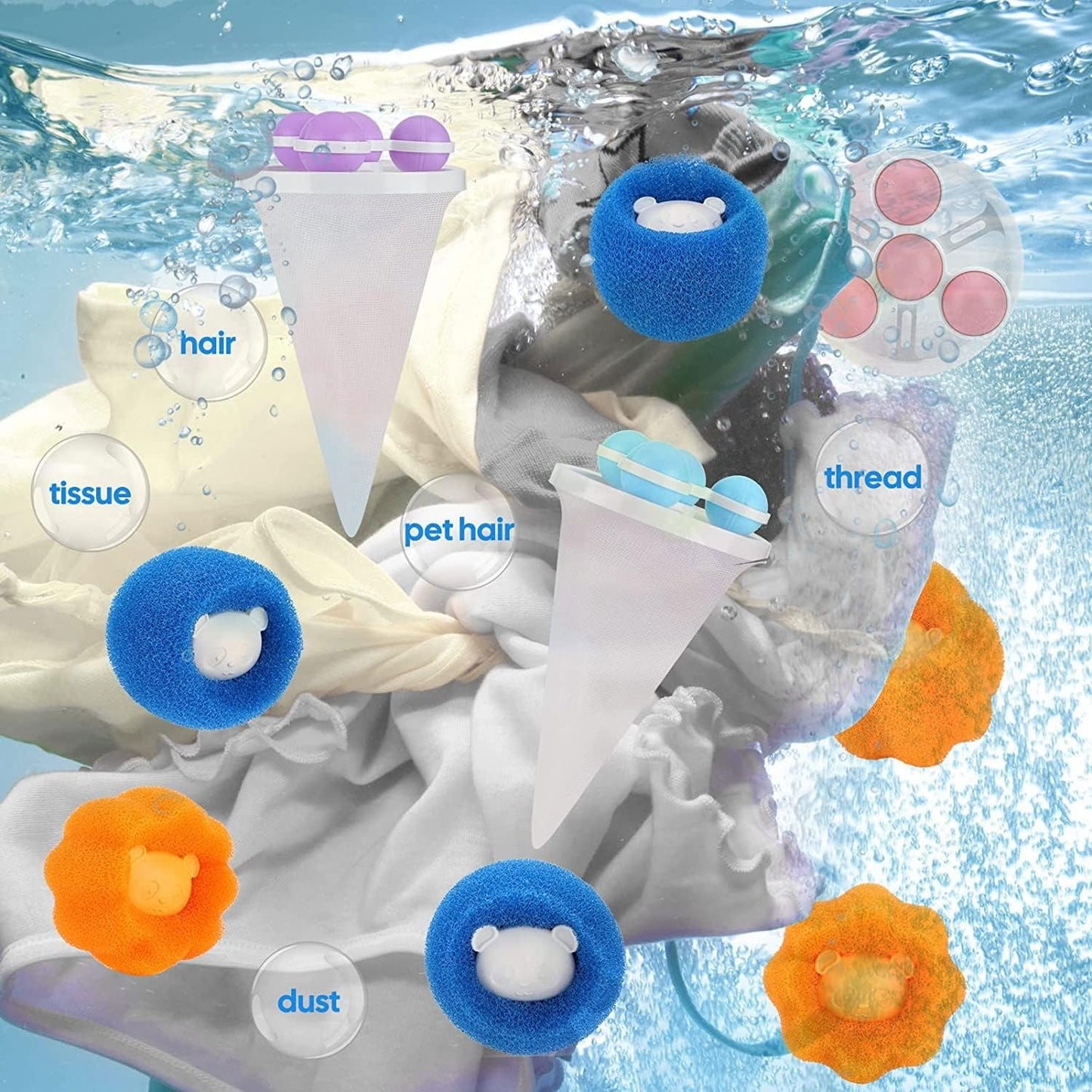 3pcs Washing Machine Floating Hair Catcher Clothes Fluff Filter Bag