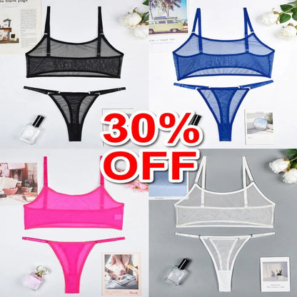Romantic Sheer Mesh Two-Piece Sleepwear