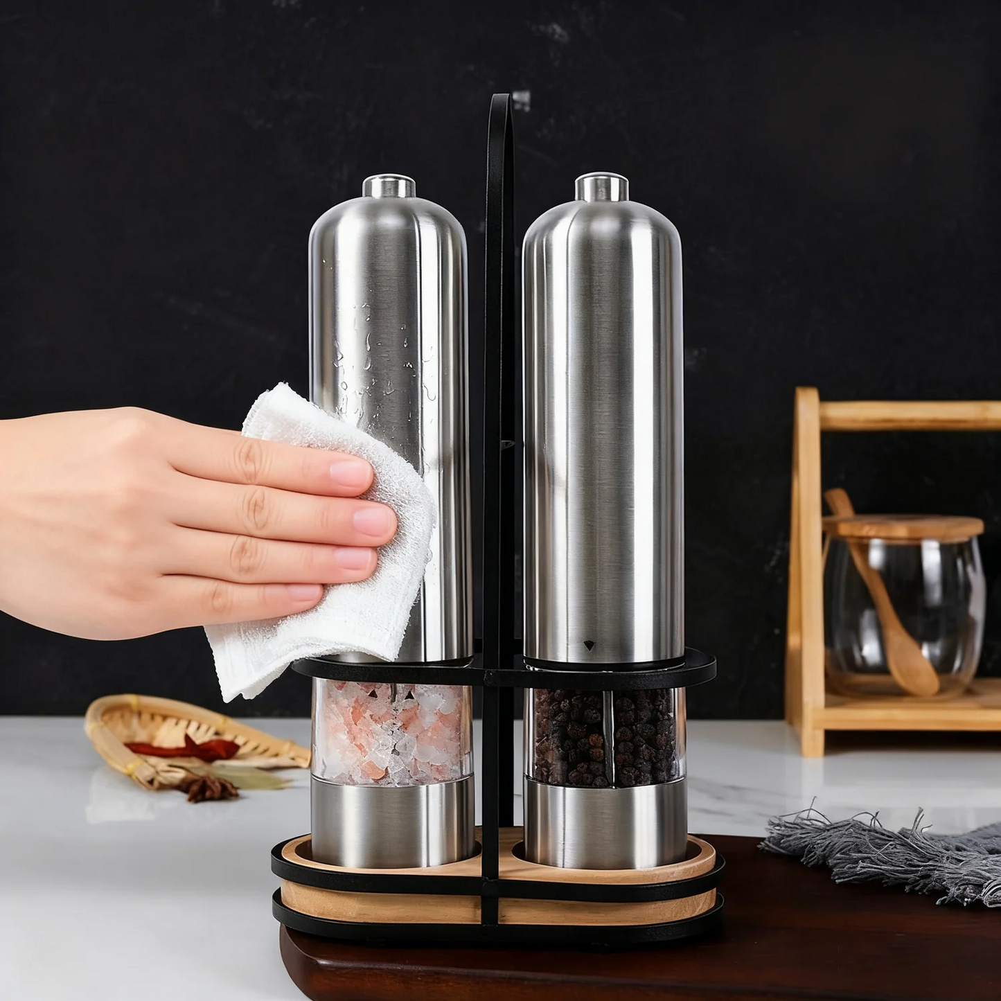 Stainless Electric Salt and Pepper Grinder Type C Rechargeable