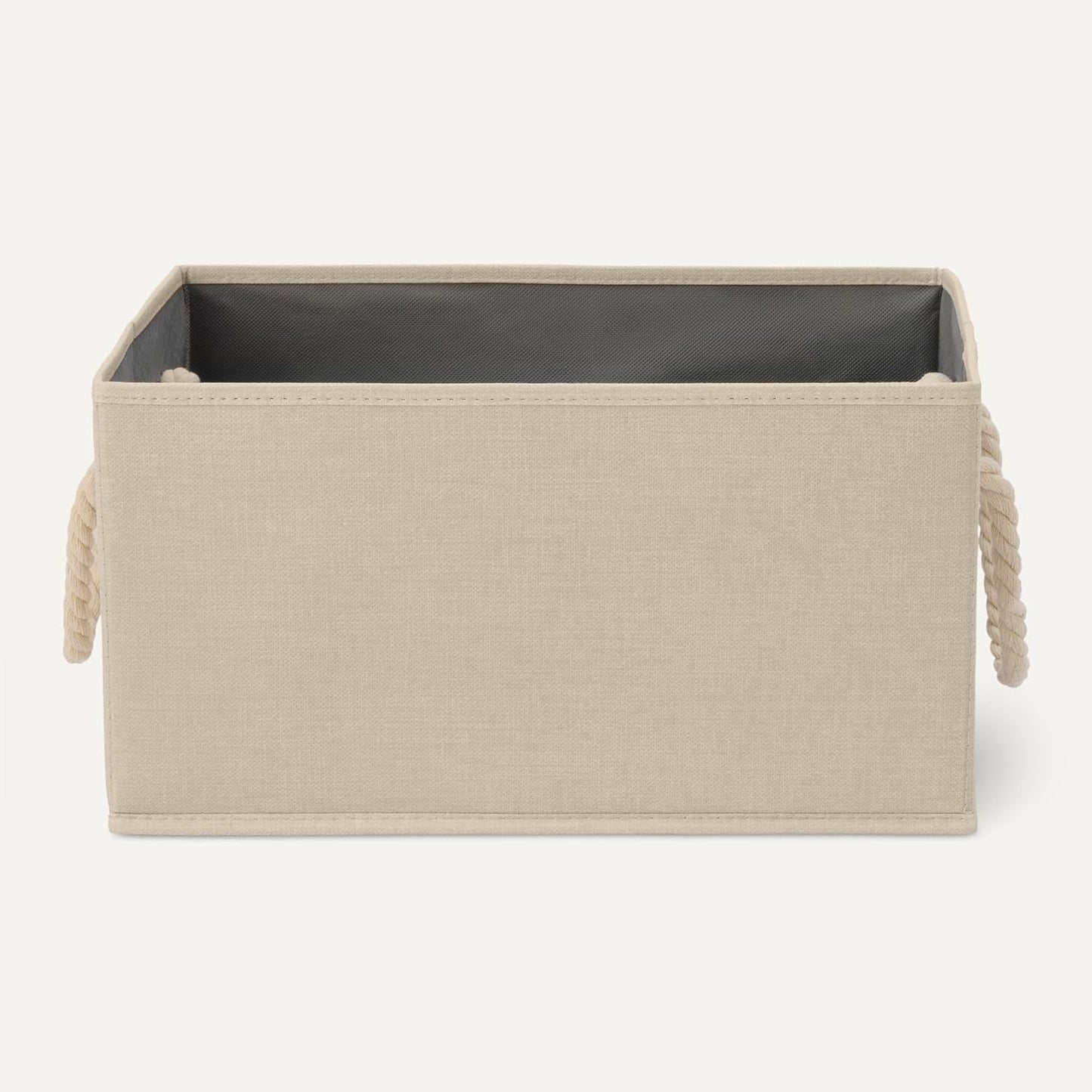 Natural Linen Rope-Handled Storage Bins (Set of 3)