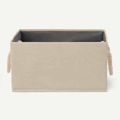 Natural Linen Rope-Handled Storage Bins (Set of 3)