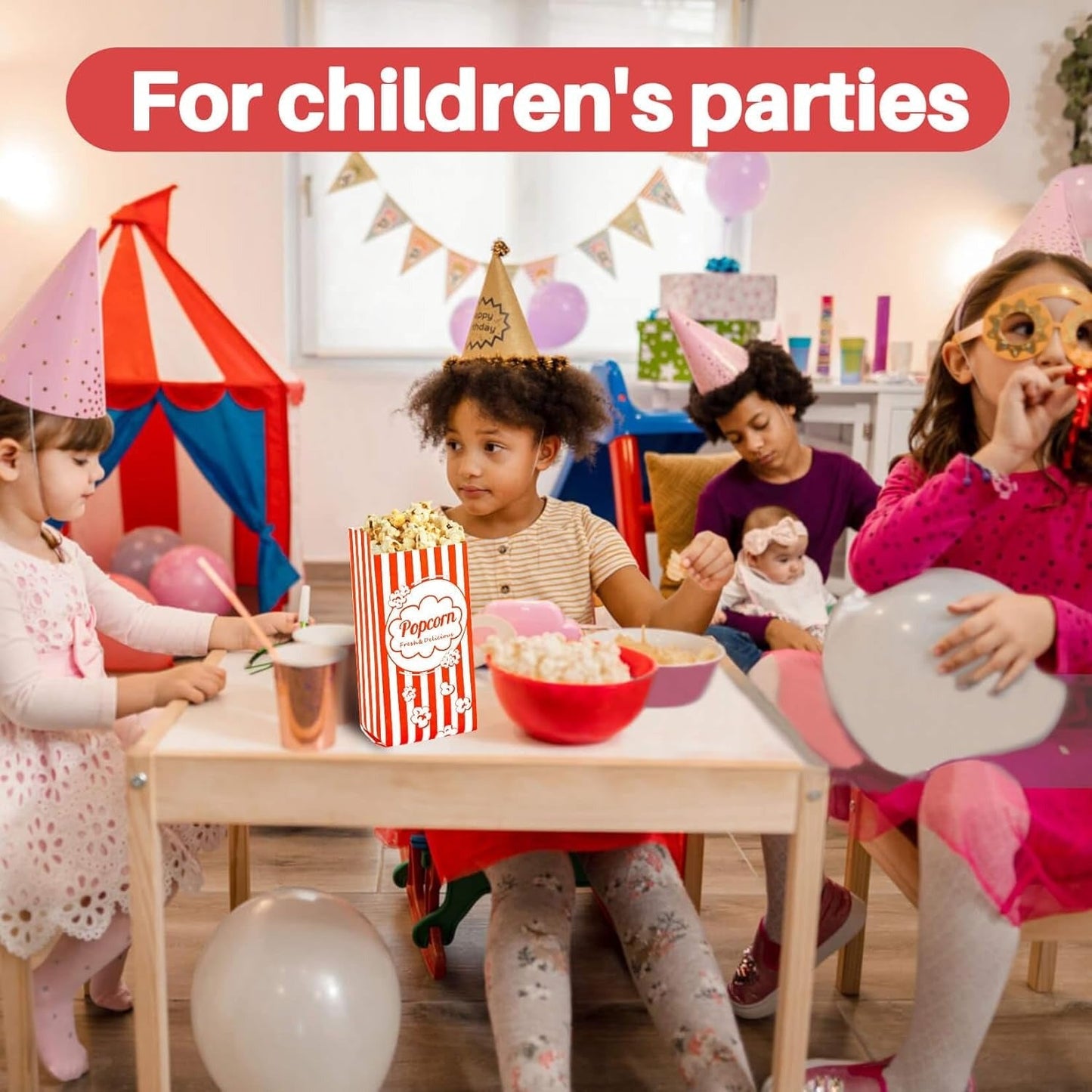 100 PC Disposable Paper Popcorn Bags