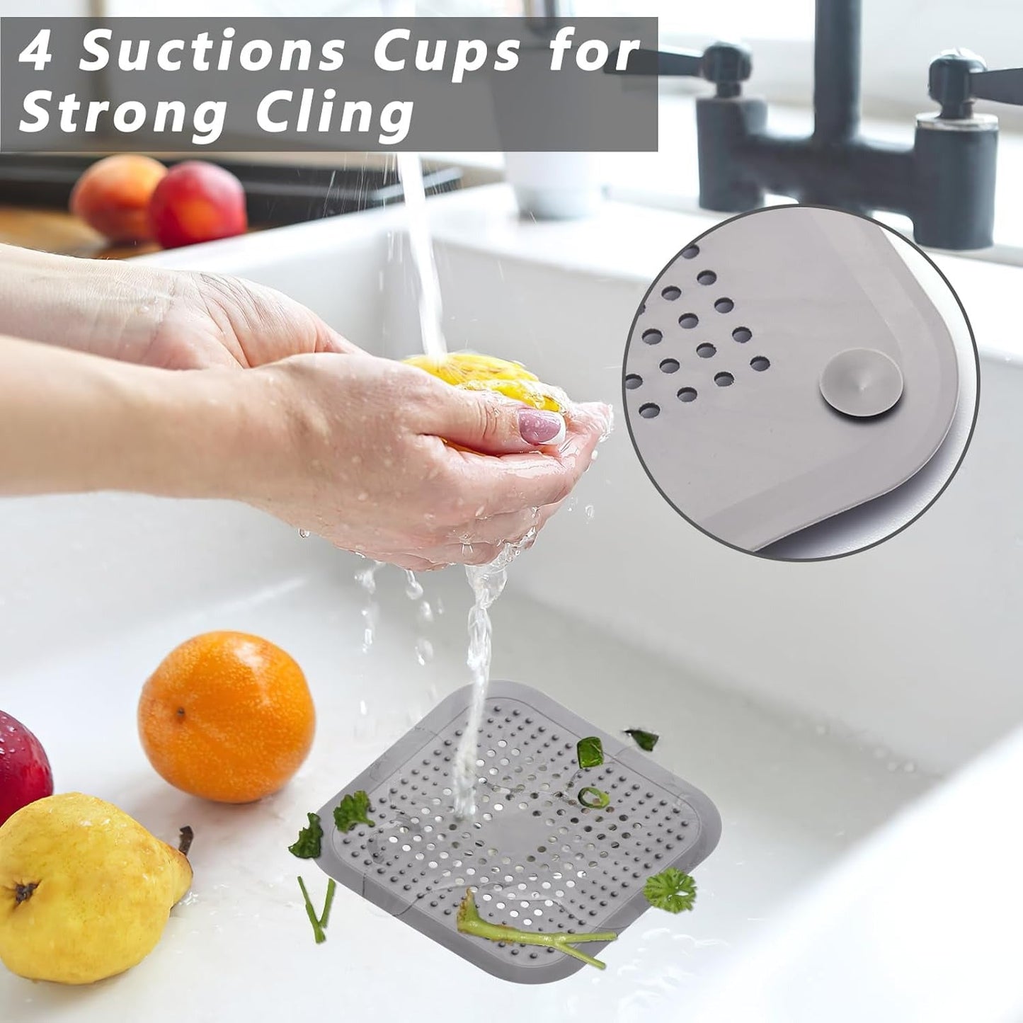 Silicone Shower Drain Hair Catcher with Sucker