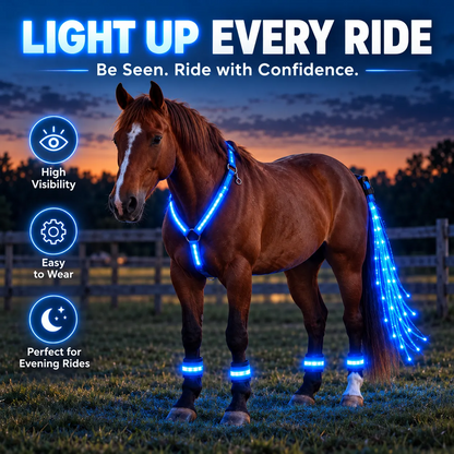 dht™⭐❤️🏇LED Horse Night Riding Lights&Free Solar-powered remote control – Full-Body Glow Kit with Enhanced Visibility & 12 Lighting Modes✨