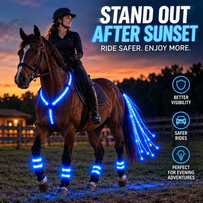 dht™⭐❤️🏇LED Horse Night Riding Lights&Free Solar-powered remote control – Full-Body Glow Kit with Enhanced Visibility & 12 Lighting Modes✨